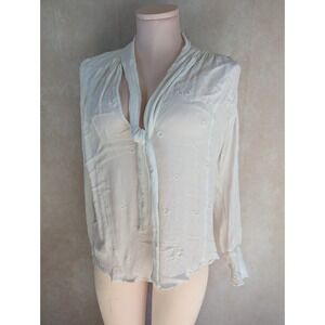 Free People White Peasant Cottage Core Embroidered Boho Blouse Women's Size‎ XS